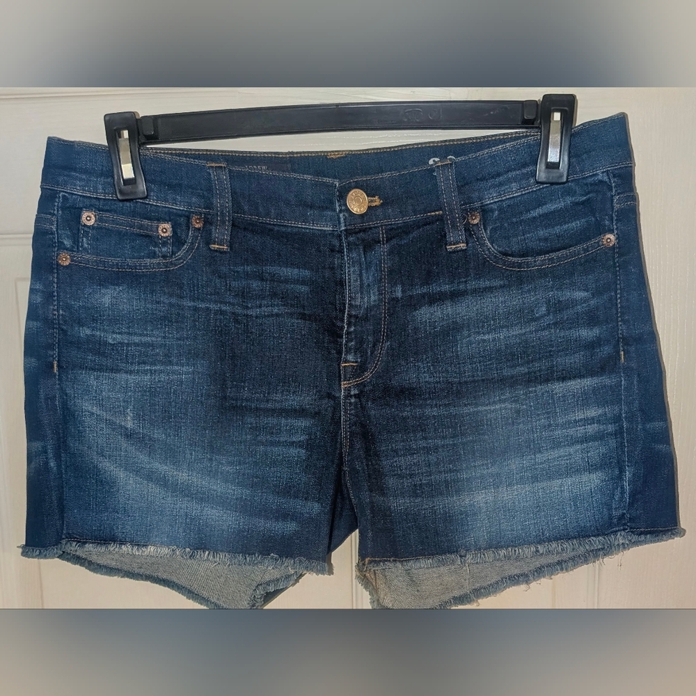 J Crew Women's Indigo Denim Frayed Hem Shorts